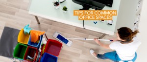 woman cleaning tips for common office spaces