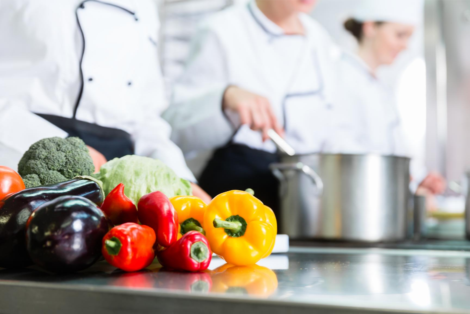 kitchen with food on a clean surface