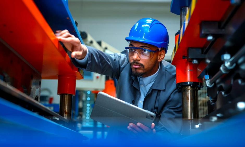 Auditor inspecting an industrial facility